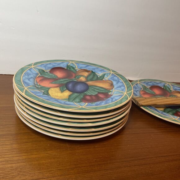 Victoria Beale FORBIDDEN FRUIT 9024 Salad Dessert 8 Plates Porcelain Set 7.5” - Picture 3 of 4